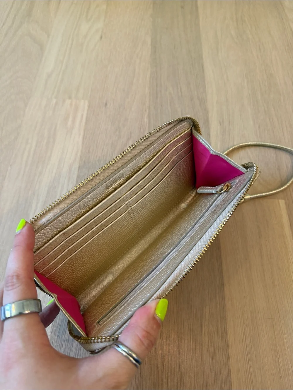 Coach Multicolor Wristlet with Gold Trim